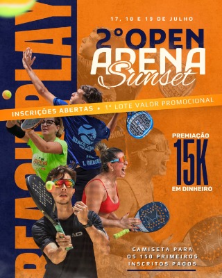 Logo 2º OPEN BT 15K Arena Sunset Beach Sports Praia Grande